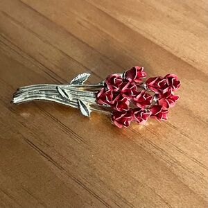 BOGO Vintage Avon Red and Gold Tone Rose Brooch